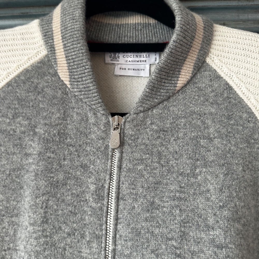 Brunello Cucinelli Cashmere Man's Wool Cashmere Bomber Jacket Size 50 NWT - Picture 15 of 16